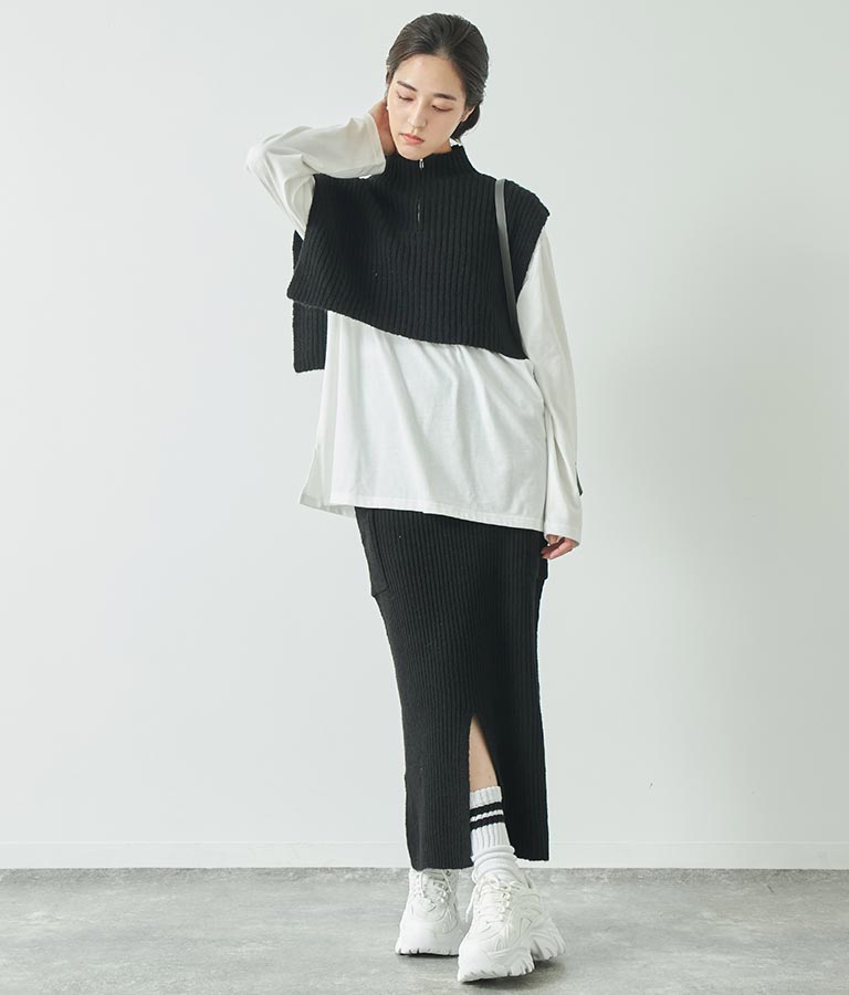 ブークレ ハーフジップ ニット ベスト 【セットアップ着用可】 793-9075