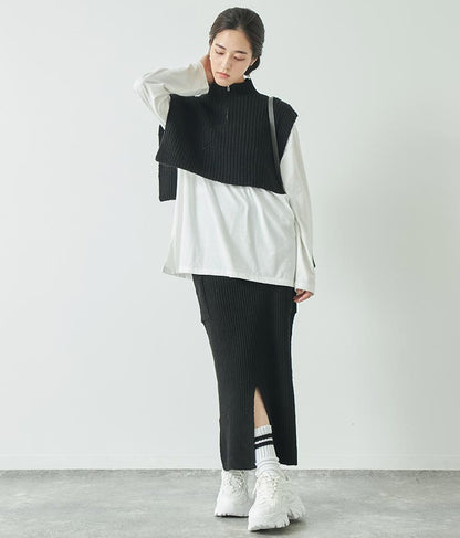 ブークレ ハーフジップ ニット ベスト 【セットアップ着用可】 793-9075