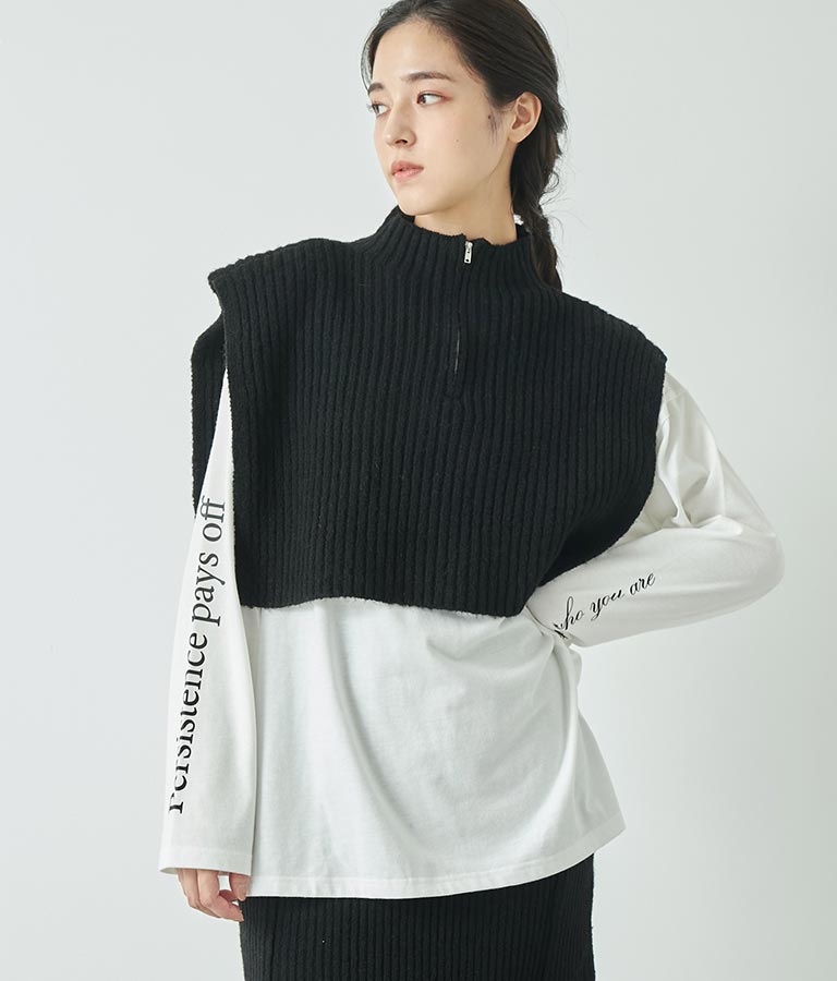 ブークレ ハーフジップ ニット ベスト 【セットアップ着用可】 793-9075