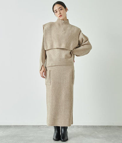 ブークレ ハーフジップ ニット ベスト 【セットアップ着用可】 793-9075