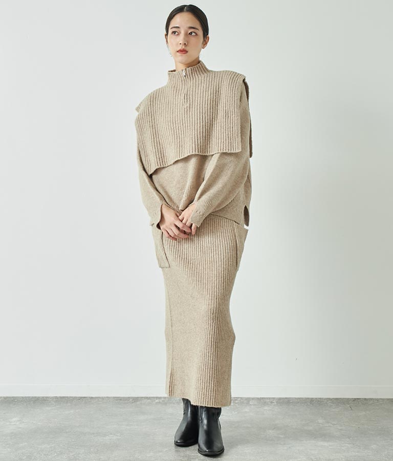 ブークレ ハーフジップ ニット ベスト 【セットアップ着用可】 793-9075