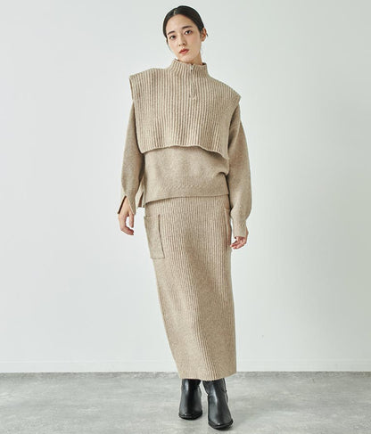 ブークレ ハーフジップ ニット ベスト 【セットアップ着用可】 793-9075