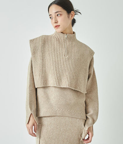 ブークレ ハーフジップ ニット ベスト 【セットアップ着用可】 793-9075