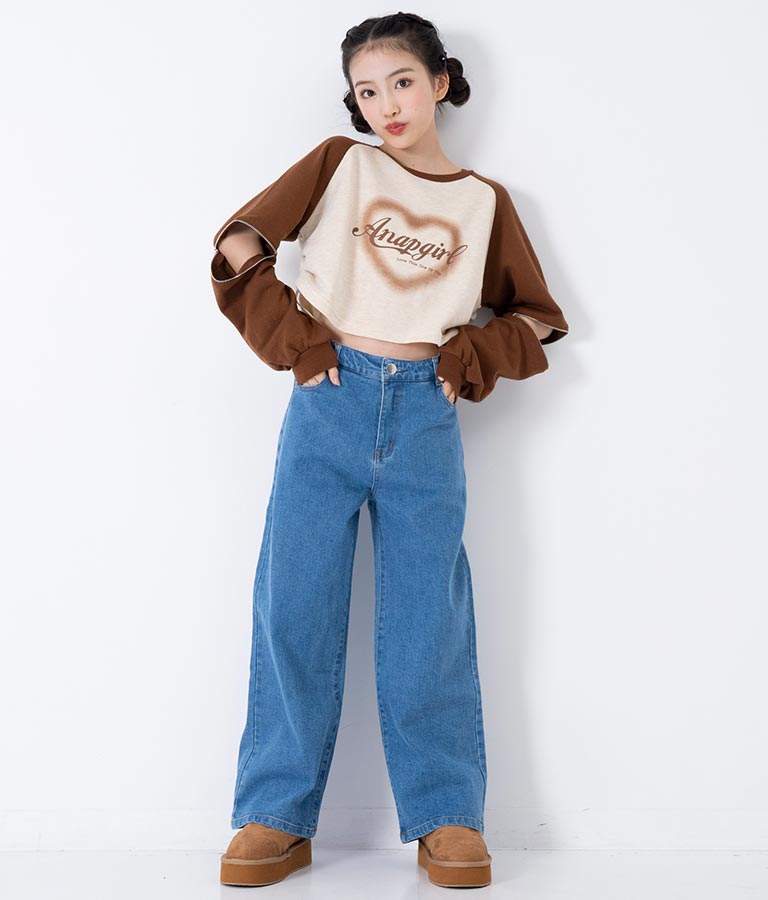 ストレッチ デニム ワイドパンツ 912-7328