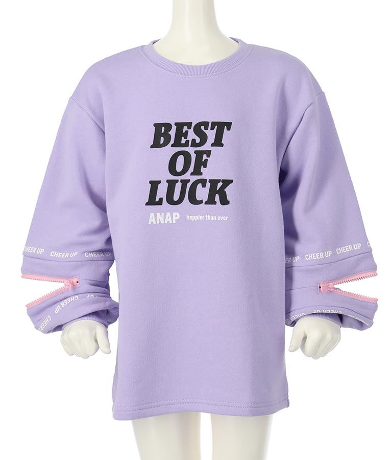 袖 ファスナー 裏毛 スウェット チュニック