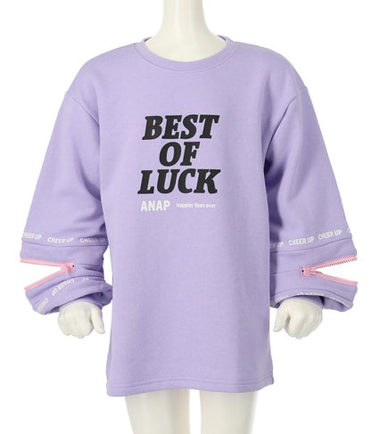 袖 ファスナー 裏毛 スウェット チュニック