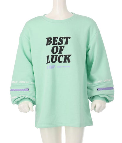 袖 ファスナー 裏毛 スウェット チュニック 423-3164