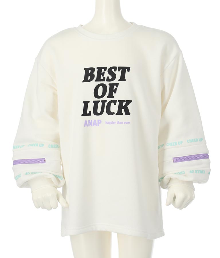 袖 ファスナー 裏毛 スウェット チュニック 423-3164