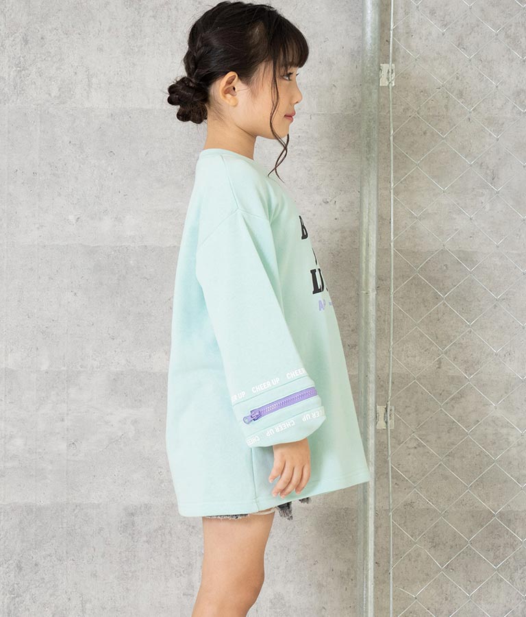 袖 ファスナー 裏毛 スウェット チュニック 423-3164