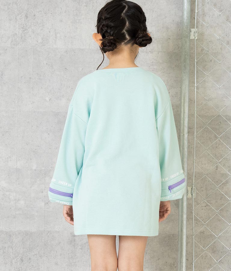 袖 ファスナー 裏毛 スウェット チュニック 423-3164