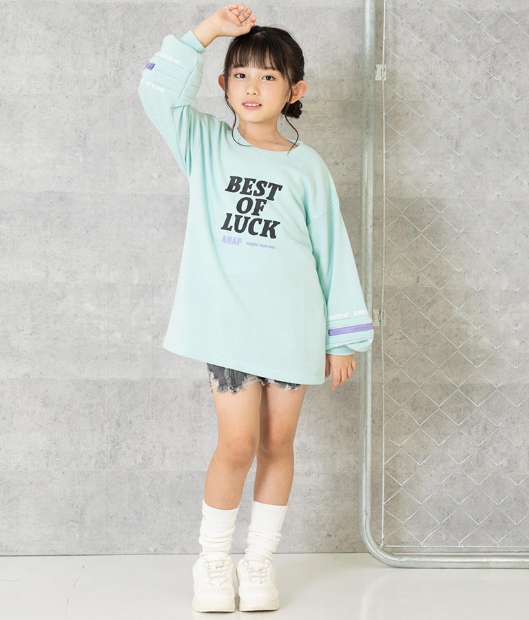 袖 ファスナー 裏毛 スウェット チュニック 423-3164