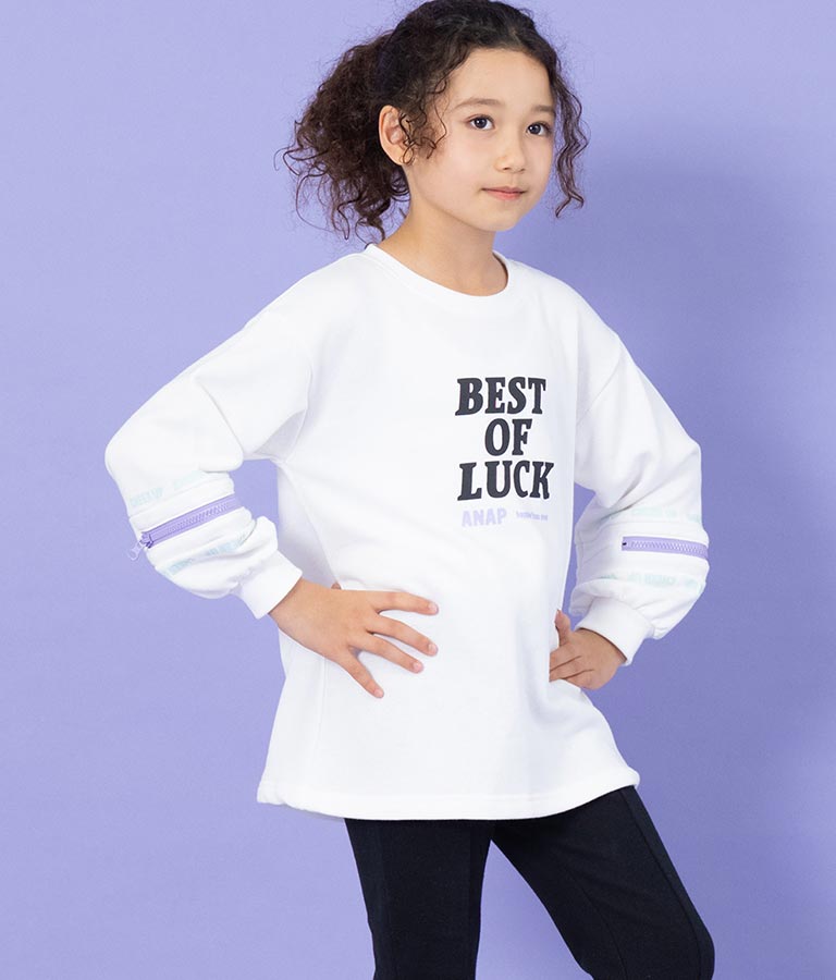 袖 ファスナー 裏毛 スウェット チュニック 423-3164