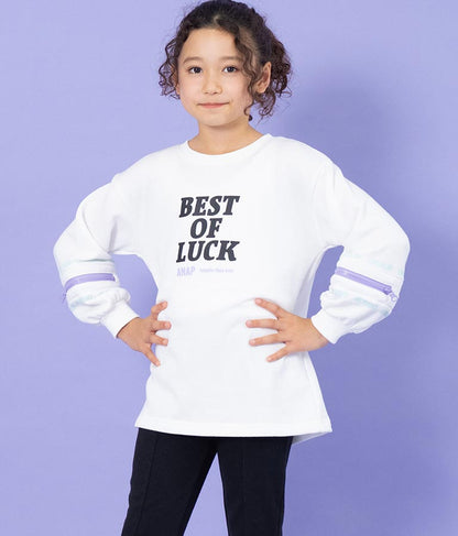 袖 ファスナー 裏毛 スウェット チュニック 423-3164