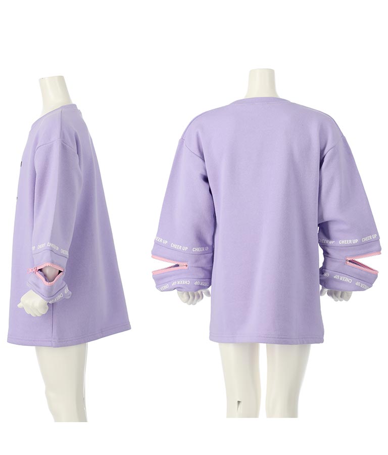 袖 ファスナー 裏毛 スウェット チュニック 423-3164