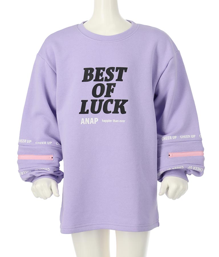 袖 ファスナー 裏毛 スウェット チュニック 423-3164