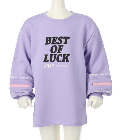 袖 ファスナー 裏毛 スウェット チュニック 423-3164