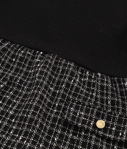 ツイード 切り替え ミニ ワンピース 527-6789