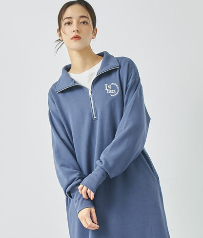 ハーフジップ 裏毛 スウェット ロング ワンピース 797-9082