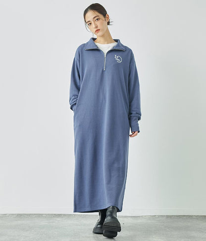 ハーフジップ 裏毛 スウェット ロング ワンピース 797-9082