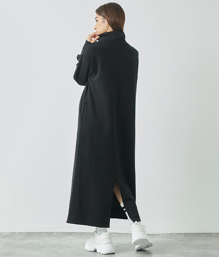 ハーフジップ 裏毛 スウェット ロング ワンピース 797-9082