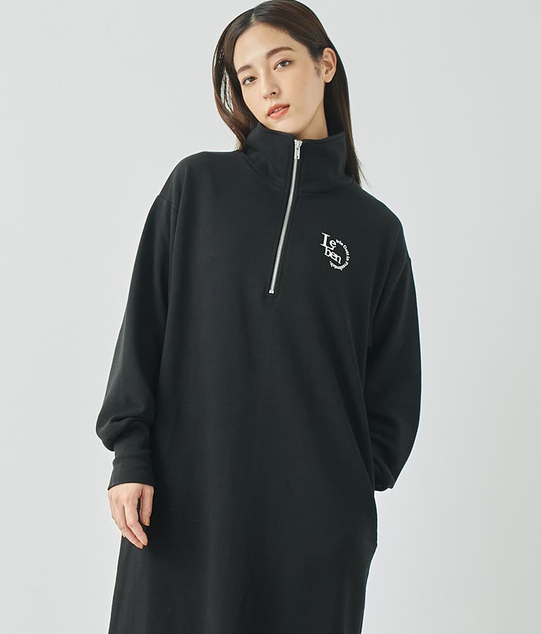 ハーフジップ 裏毛 スウェット ロング ワンピース 797-9082