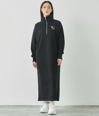 ハーフジップ 裏毛 スウェット ロング ワンピース 797-9082