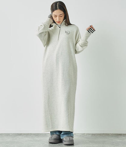 ハーフジップ 裏毛 スウェット ロング ワンピース 797-9082