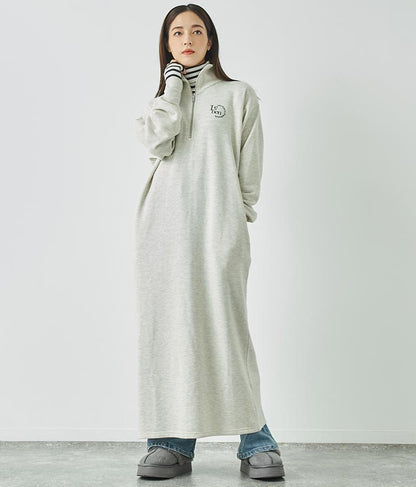 ハーフジップ 裏毛 スウェット ロング ワンピース 797-9082