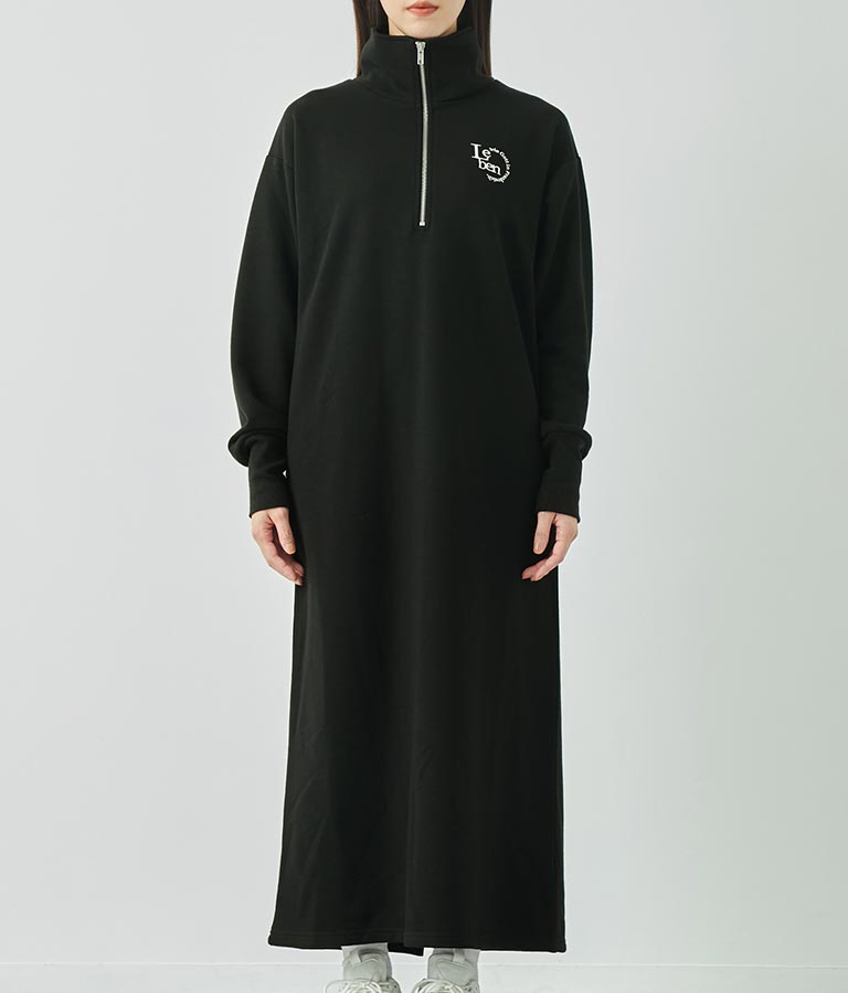 ハーフジップ 裏毛 スウェット ロング ワンピース 797-9082
