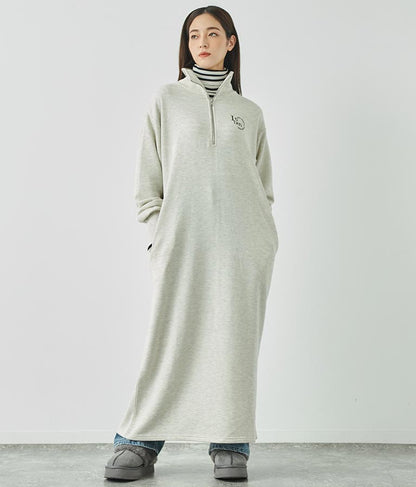 ハーフジップ 裏毛 スウェット ロング ワンピース 797-9082
