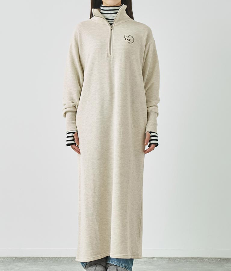 ハーフジップ 裏毛 スウェット ロング ワンピース 797-9082