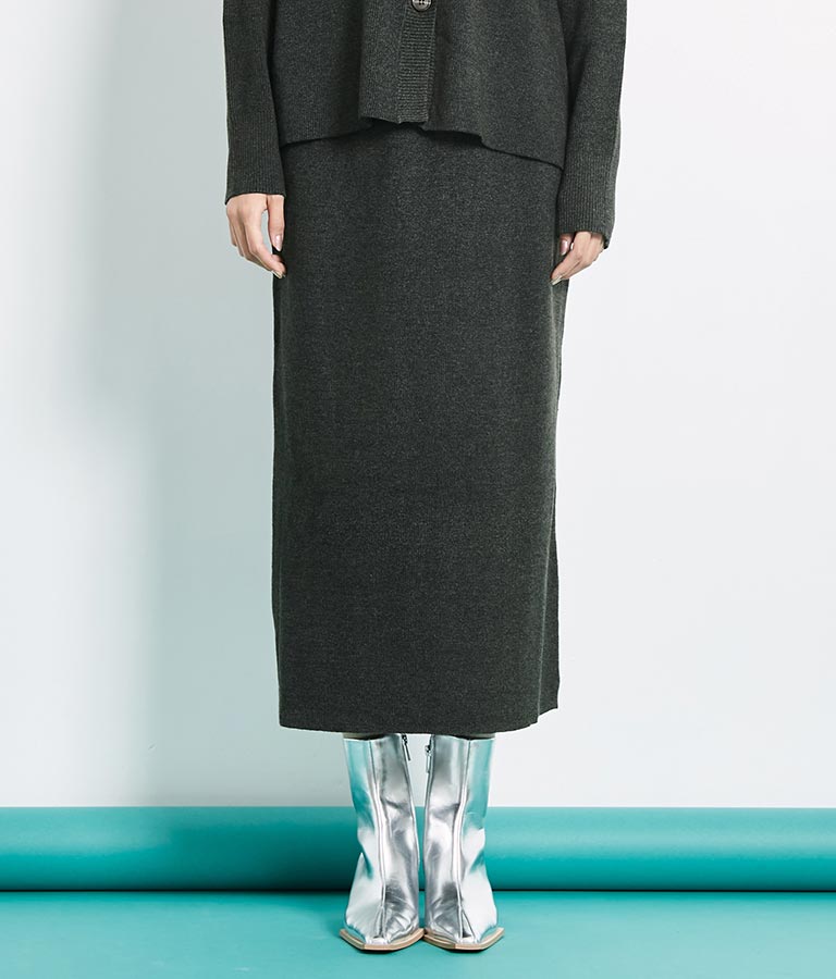 リブ バックスリット ナローニットスカート タイト【セットアップ着用可】