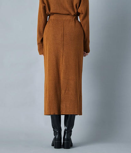 リブ バックスリット ナローニットスカート タイト【セットアップ着用可】 361-9287