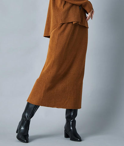 リブ バックスリット ナローニットスカート タイト【セットアップ着用可】 361-9287