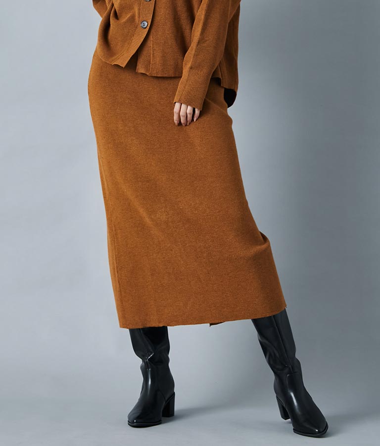 リブ バックスリット ナローニットスカート タイト【セットアップ着用可】 361-9287