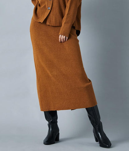 リブ バックスリット ナローニットスカート タイト【セットアップ着用可】 361-9287