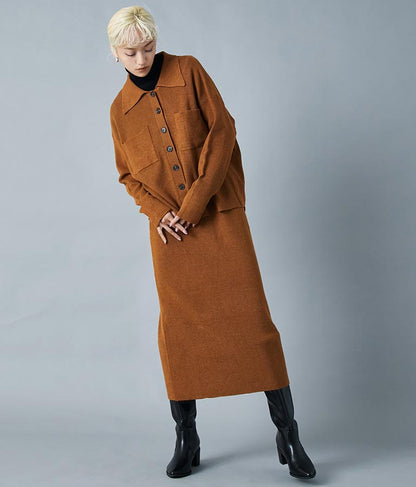 リブ バックスリット ナローニットスカート タイト【セットアップ着用可】 361-9287