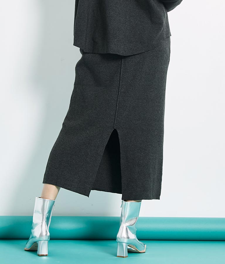 リブ バックスリット ナローニットスカート タイト【セットアップ着用可】 361-9287