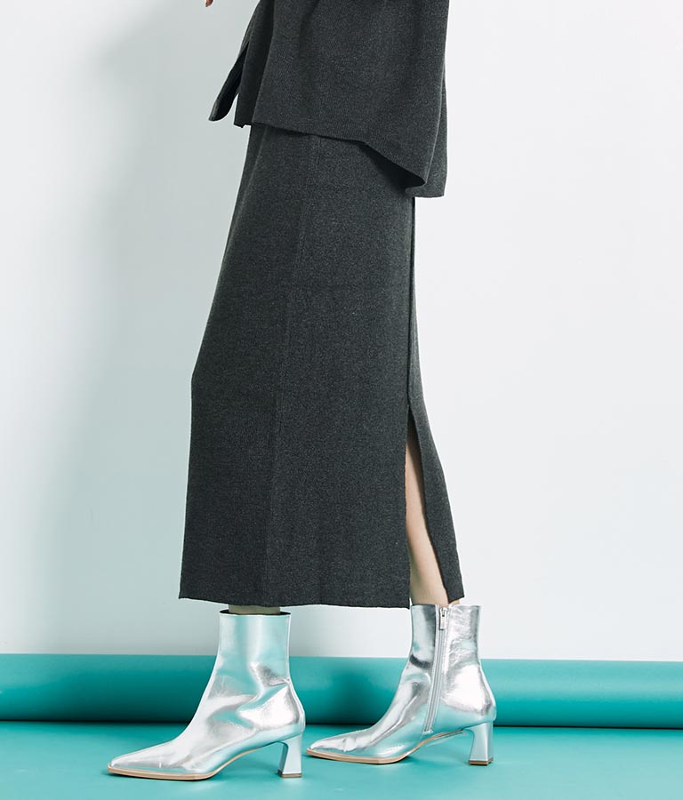 リブ バックスリット ナローニットスカート タイト【セットアップ着用可】 361-9287