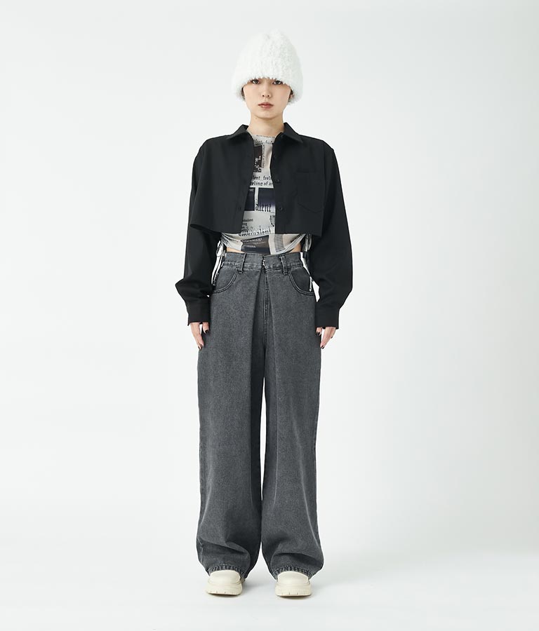 長袖クロップドシャツ 30-3080