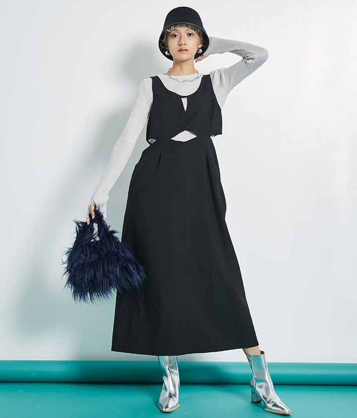 ロングヤーン フェイクファー ハンドルバッグ スモールバッグ 389-1074