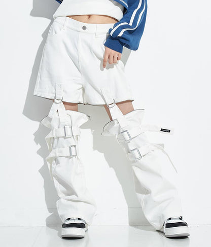 4WAY ジップ 付き セパレート デニム ワイド パンツ 912-7215