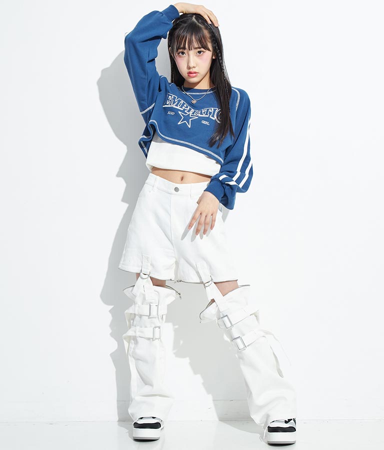 4WAY ジップ 付き セパレート デニム ワイド パンツ 912-7215