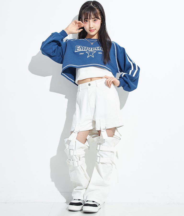 4WAY ジップ 付き セパレート デニム ワイド パンツ 912-7215