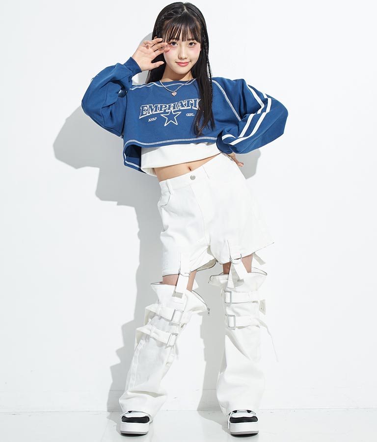 4WAY ジップ 付き セパレート デニム ワイド パンツ 912-7215