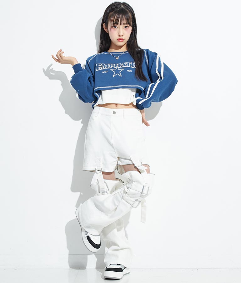 4WAY ジップ 付き セパレート デニム ワイド パンツ 912-7215