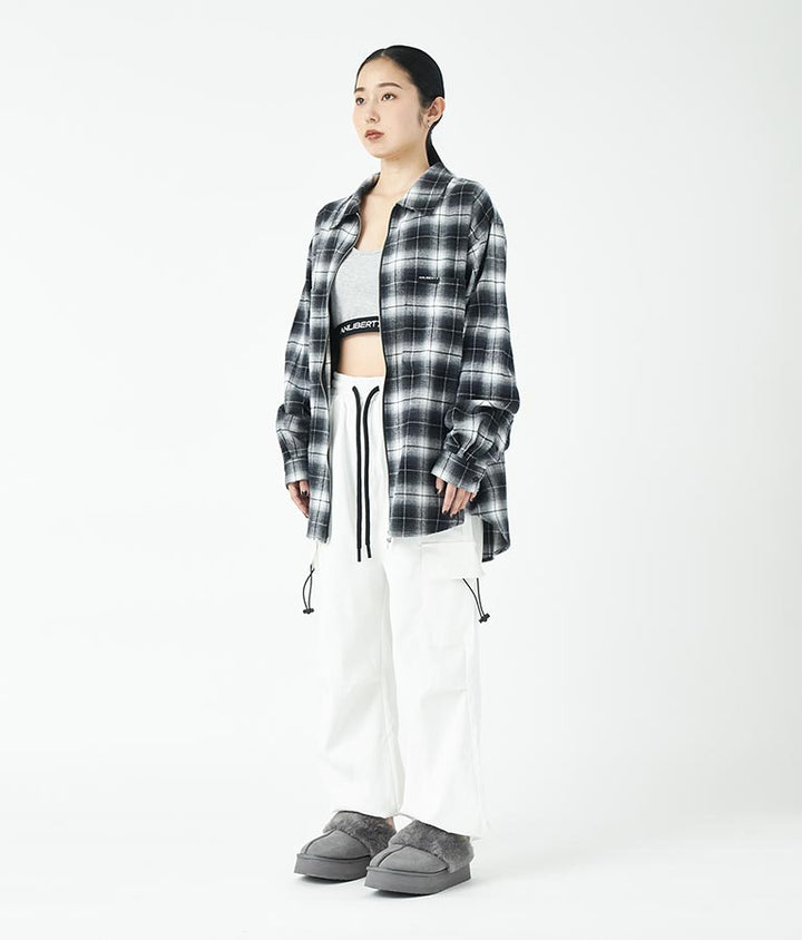 チェック ジップ アップ シャツ 30-3076