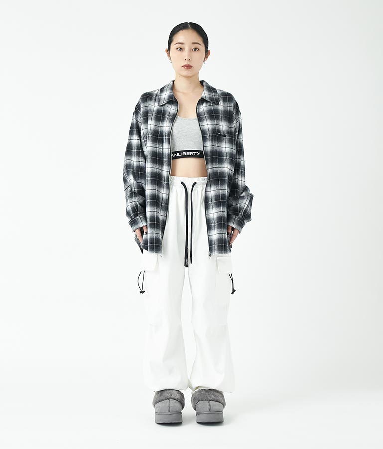 チェック ジップ アップ シャツ 30-3076