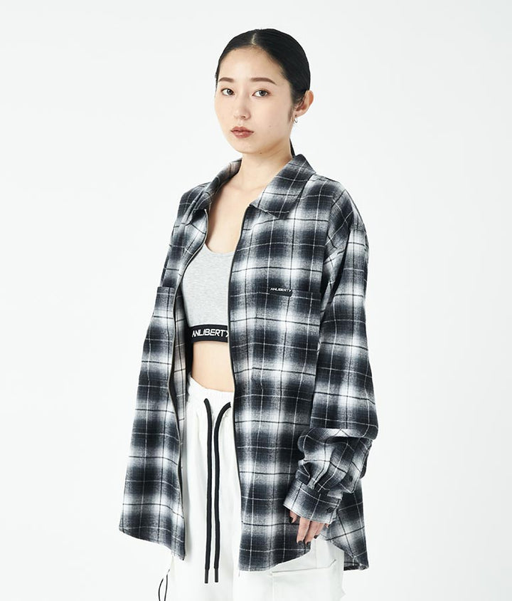 チェック ジップ アップ シャツ 30-3076