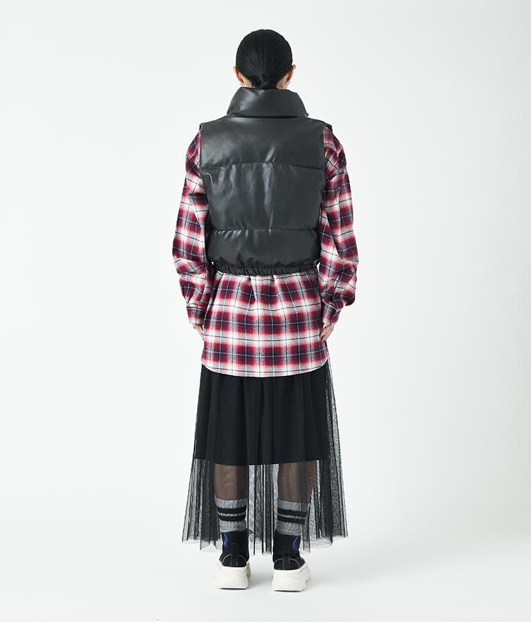 チェック ジップ アップ シャツ 30-3076